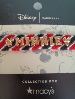 BaubleBar Gold-Tone Minnie Slider Bracelet with Braided Band NEW